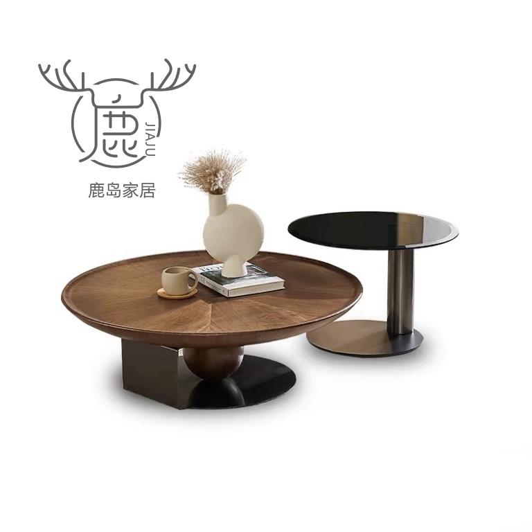 意式极简飞碟圆形茶几边几组合现代简约客厅家用小户型轻奢高级感