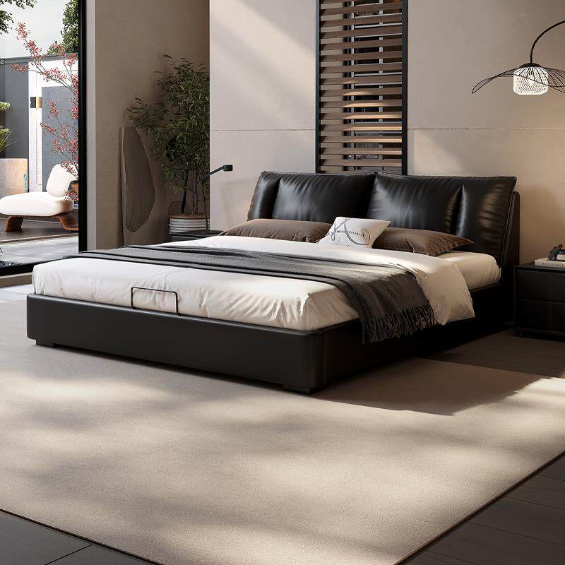 现代简约1.8米双人主卧高端大气骨架床2米x2.2储物收纳软包真皮床