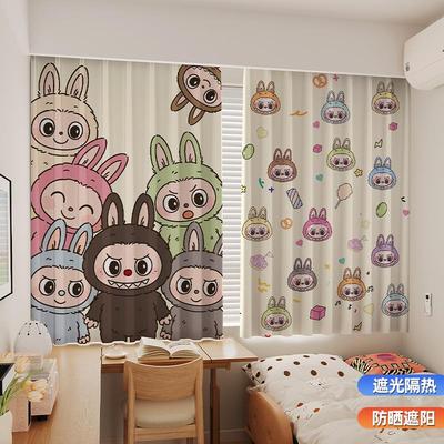 卡通窗帘儿童房男孩女孩卧室飘窗全遮光2025新款小窗户挂钩式可爱