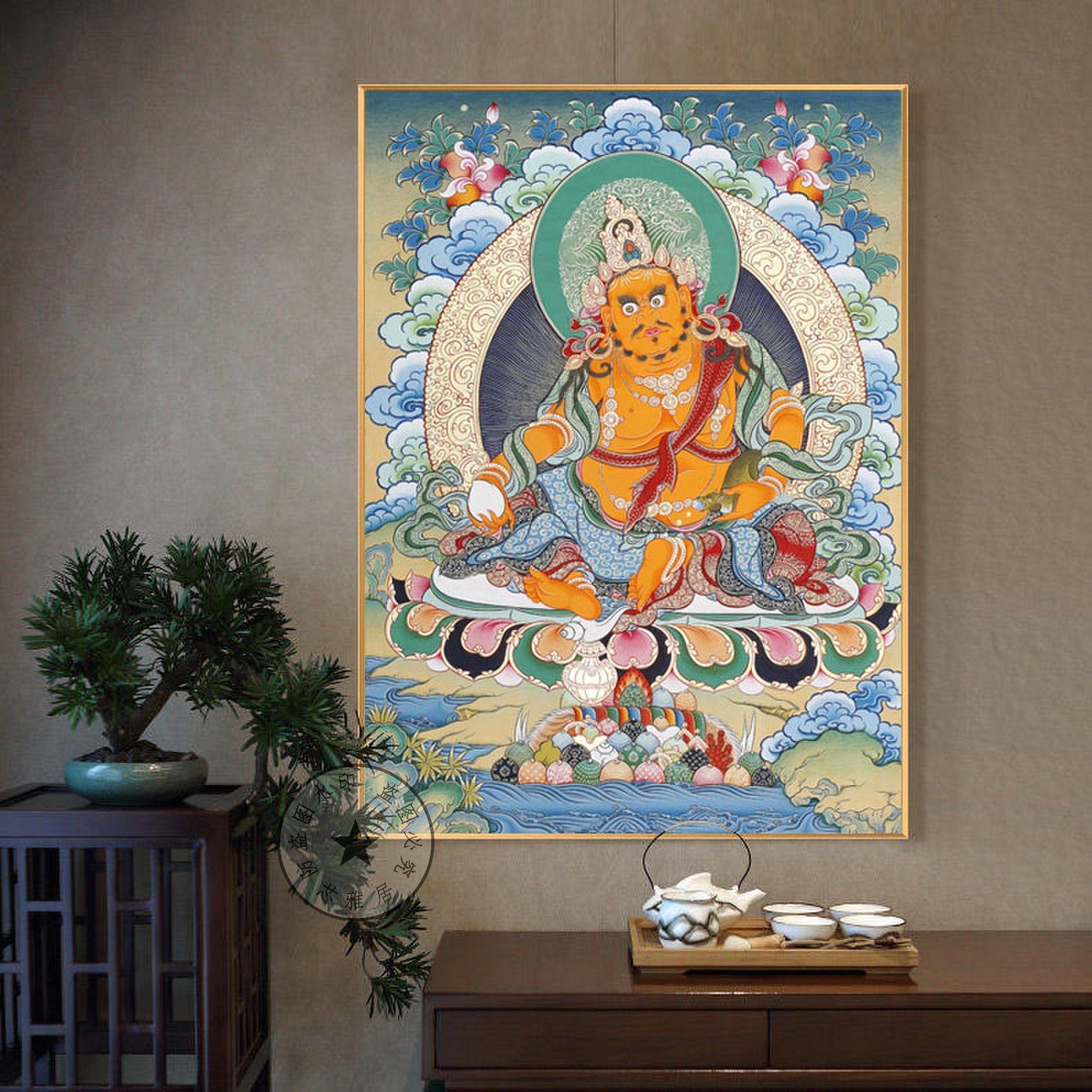 黄财神唐卡合集超清复刻装饰画办公室玄关招财镇宅挂画财神爷壁画