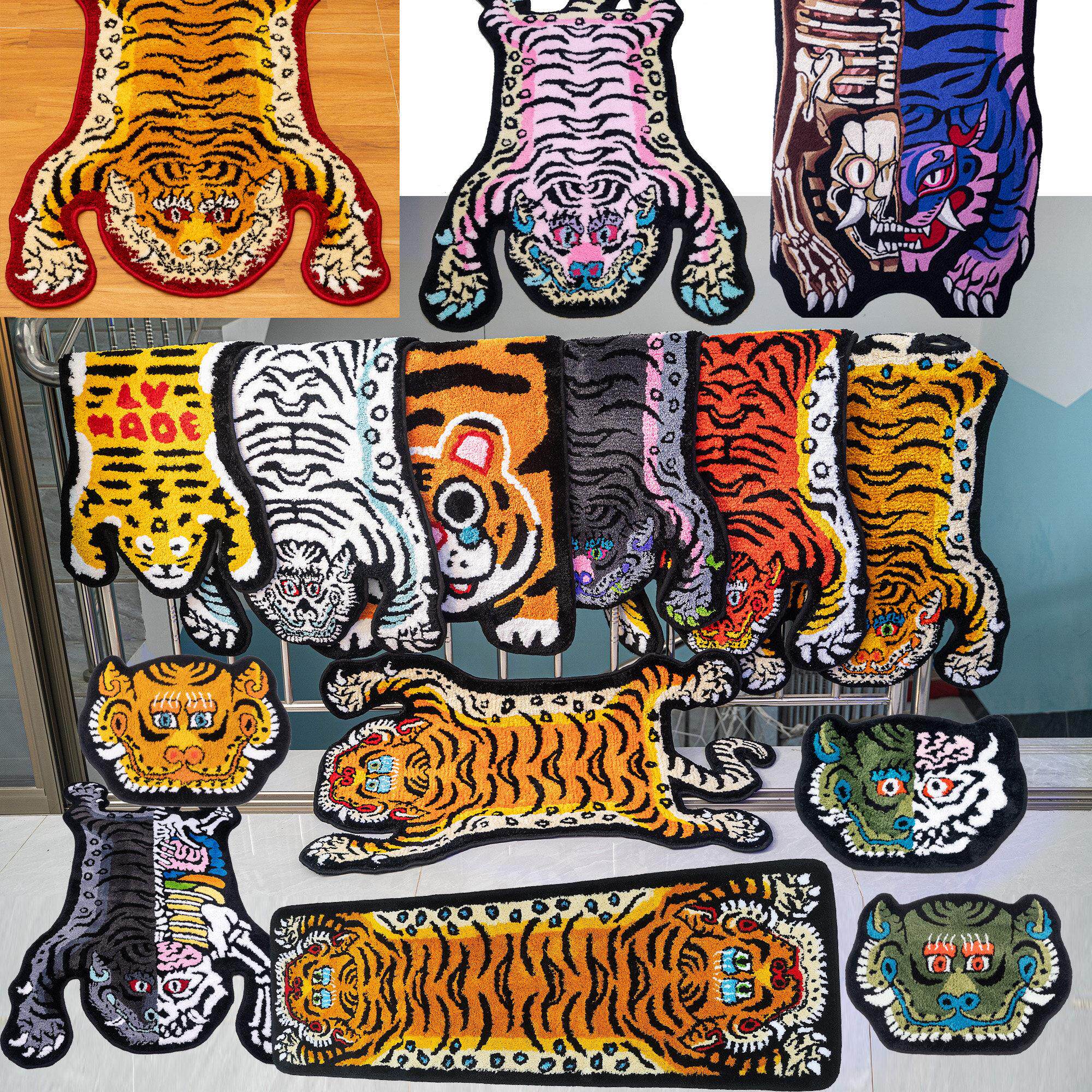 tufting植绒Panthera tigris藏地经典西藏镇宅老虎地垫地毯簇绒