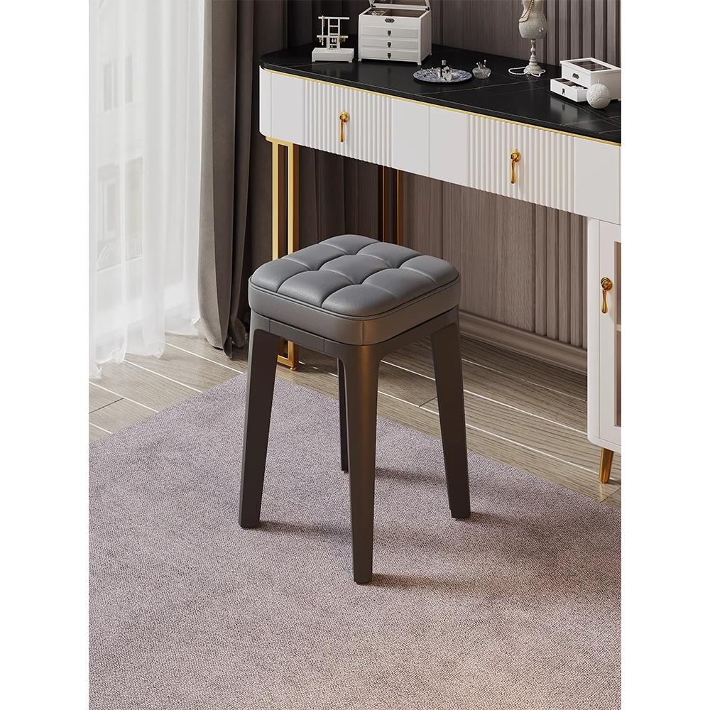 软包凳子家用梳妆台椅子女生卧室化妆凳轻奢高级感网红板凳高方凳