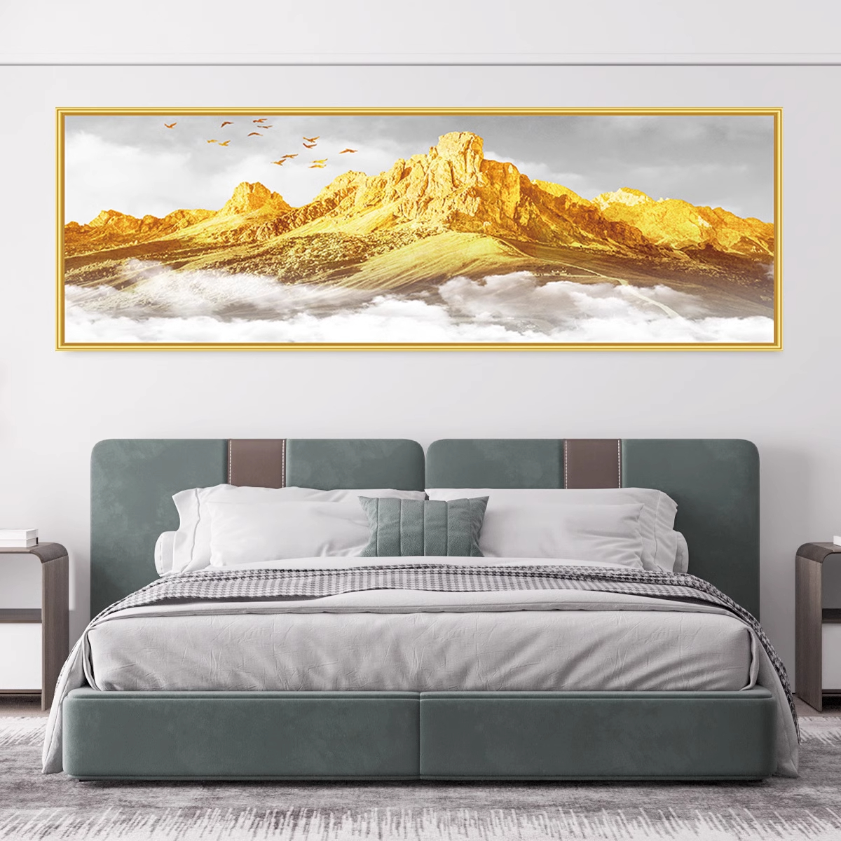 夫妻主卧床头画背靠金山自粘画装饰客厅沙发背景墙西贴挂壁风景西图片