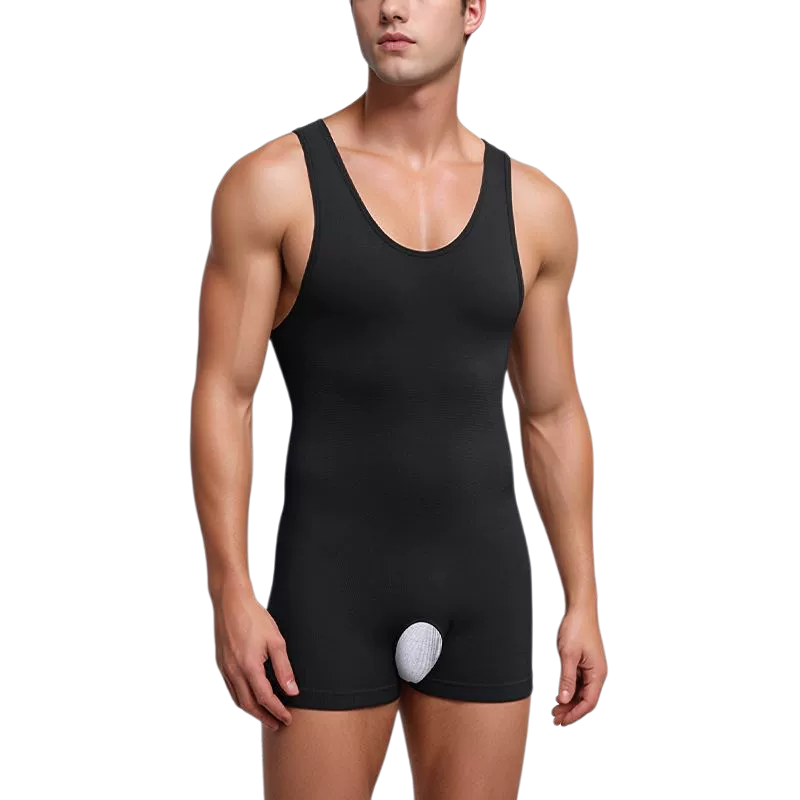 连体塑身衣男士无缝紧身健身收腹连体衣平角训练衣免脱开档