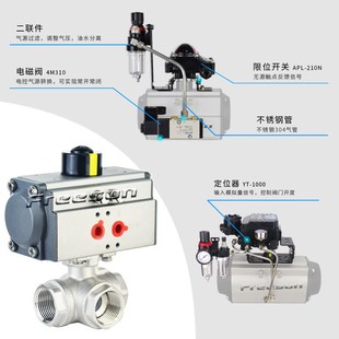 气动三通球阀不锈钢304 316L型T型内螺纹丝口换向阀DN15 20 32 50