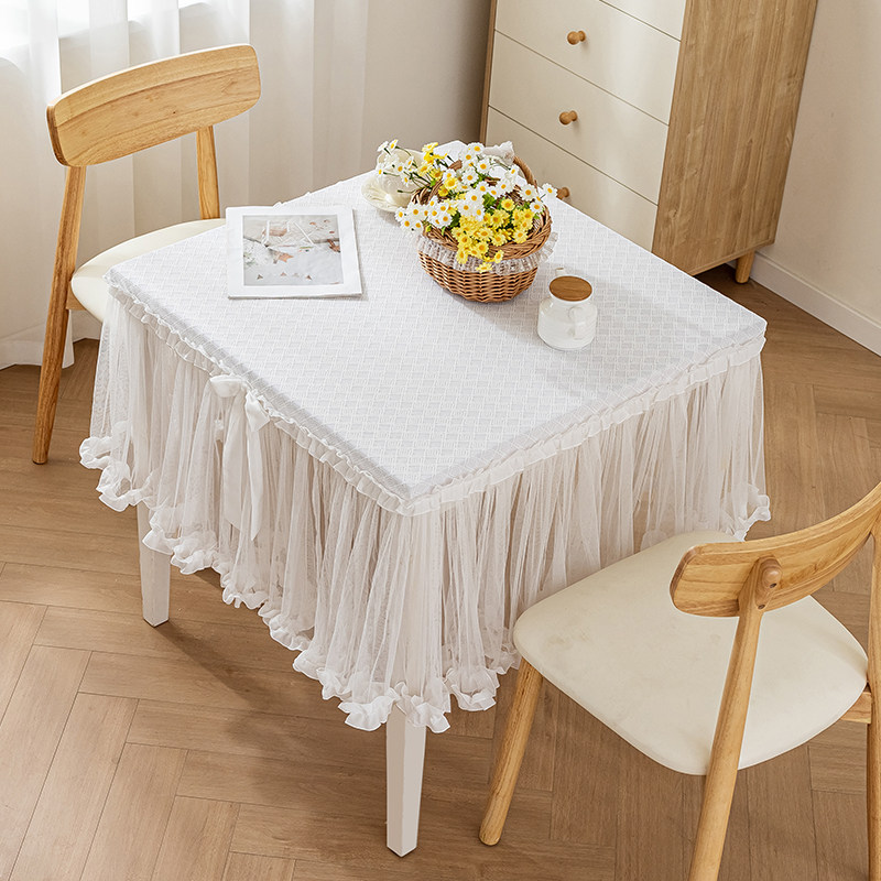 高级感白色蕾丝餐桌布法式北欧式正方形桌套圆桌布茶几台布可定制,居家布艺,桌布,淘宝优惠券,粉丝福利购,淘宝优惠卷