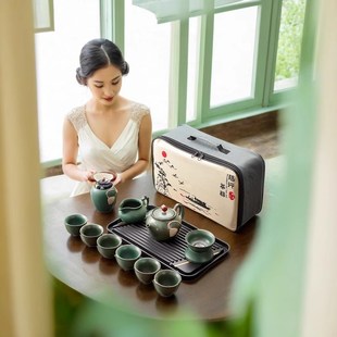 家用客厅办公室会客陶瓷便携式 功夫旅行茶具套装 户外定制礼品