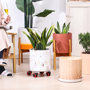 北欧大理石纹大号特大花盆带托盘陶瓷家用创意阳台客厅落地大花盆