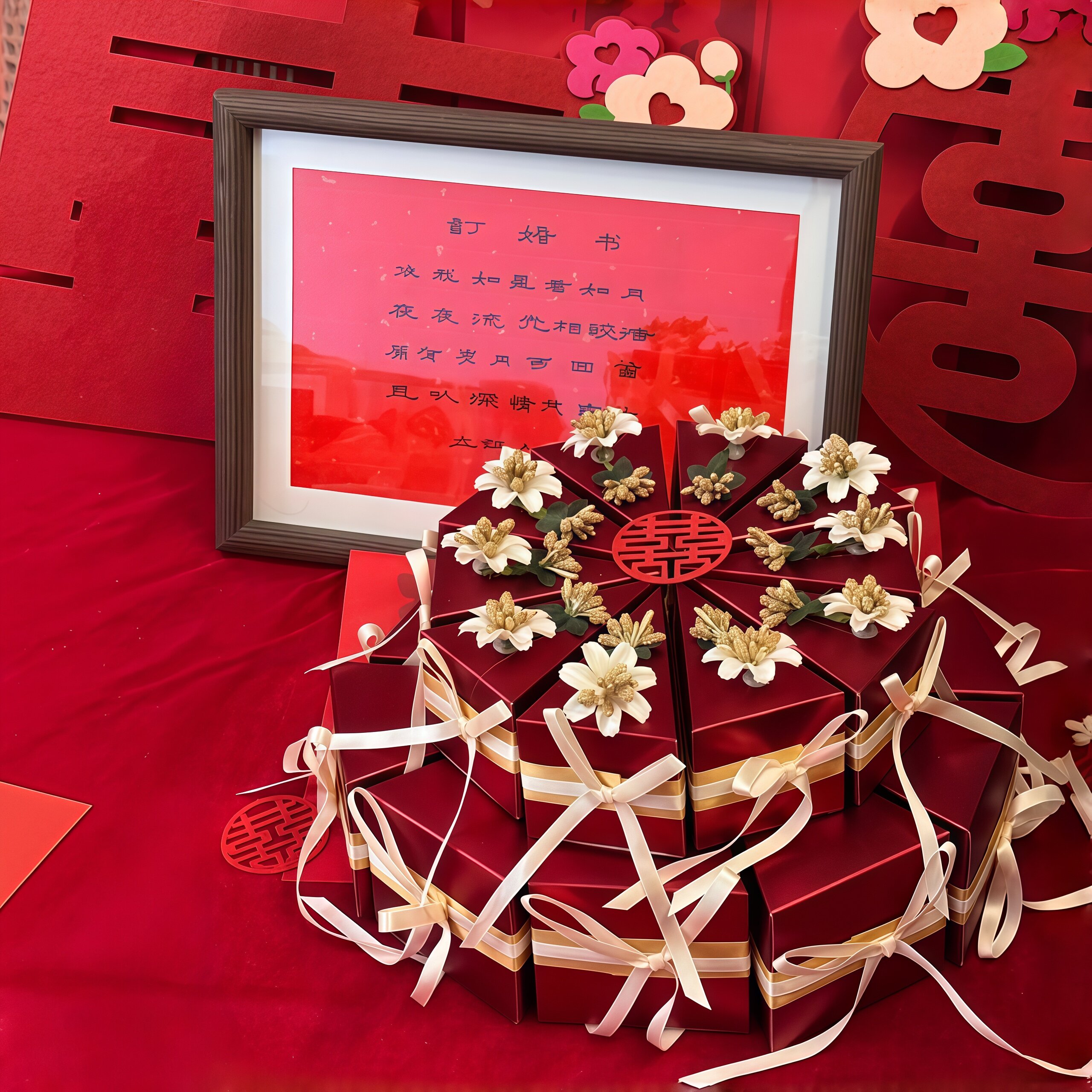 新中式蛋糕造型喜糖盒订婚宴摆台图片