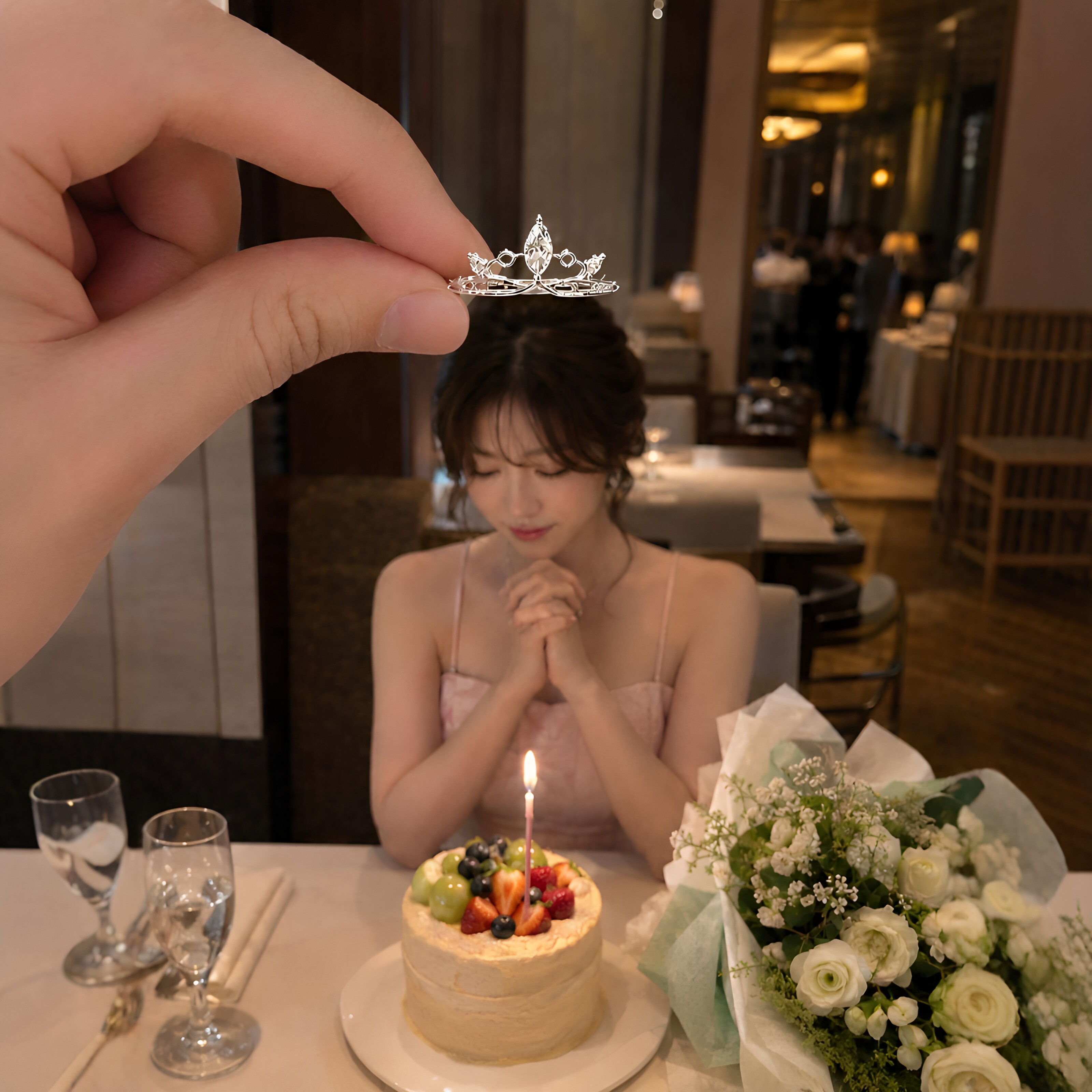 为我加冕！童话公主风轻奢皇冠戒指生日氛围感拍照道具送闺蜜礼物