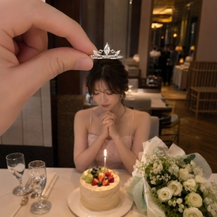 为我加冕！童话公主风轻奢皇冠戒指生日氛围感拍照道具送闺蜜礼物