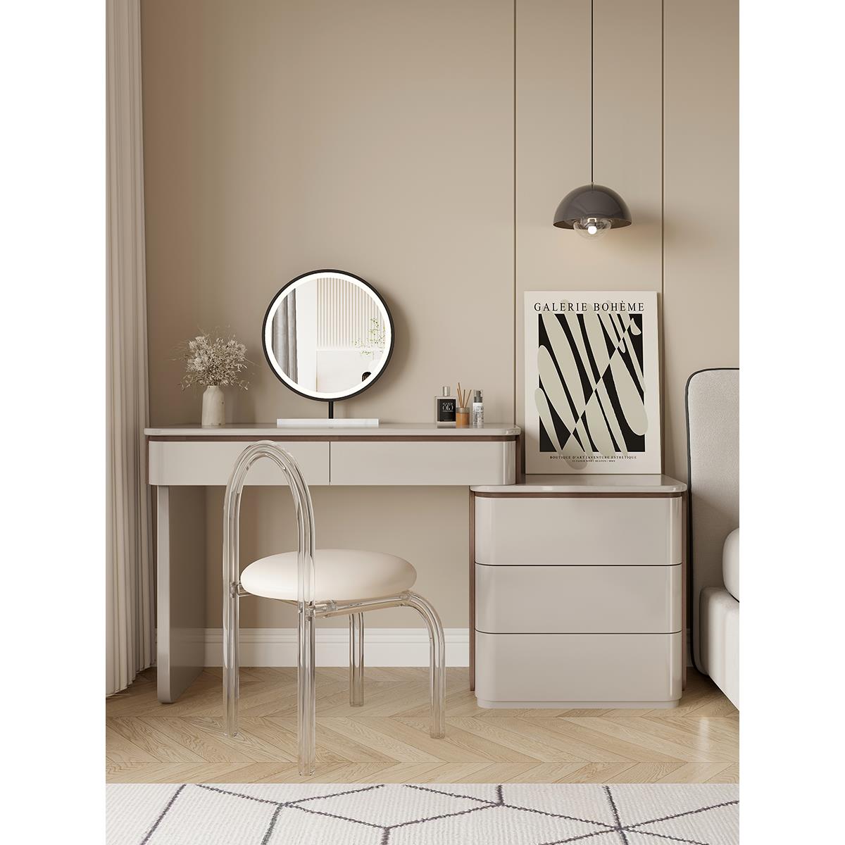 梳妆台意式极简卧室轻奢实木化妆桌斗柜一体简约小户型主卧化妆台