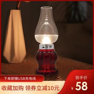 LED卧室覆古床头小夜灯柔光灯USB充电创意吹控调节氛围工业防风灯