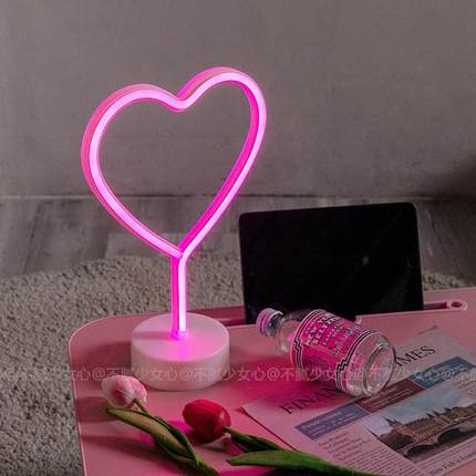 少女心韩国风格浪漫爱情心霓虹灯Led灯台灯夜灯环境灯底座