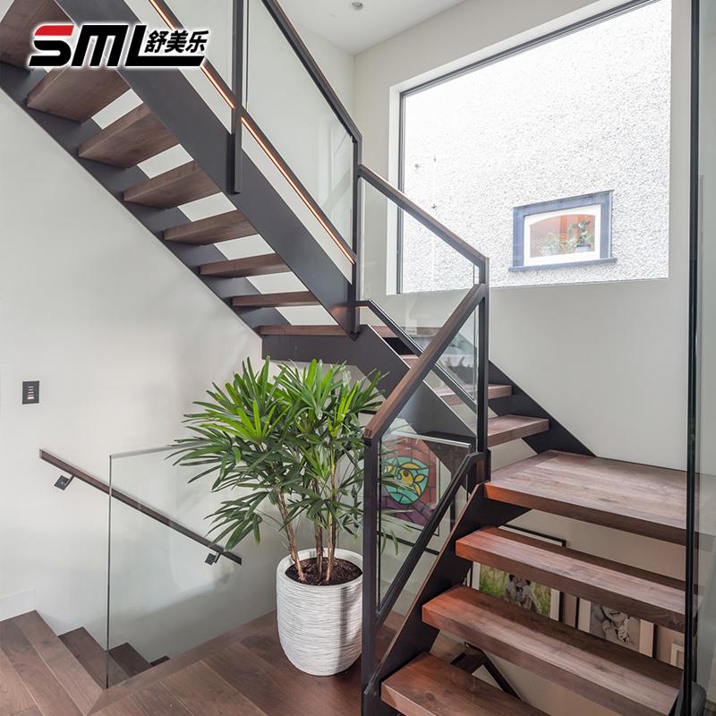 定制室内钢木双梁楼梯跃层别墅阁楼家用loft轻奢复式整体成品楼梯