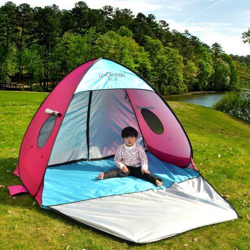 儿童春游沙滩防晒小帐篷户外可携式折叠速开 简易海边遮阳露营野