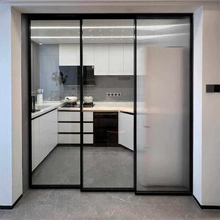 上海三联动拉门完美系统阳台吊轮极窄拉门铝合金玻璃厨房移门