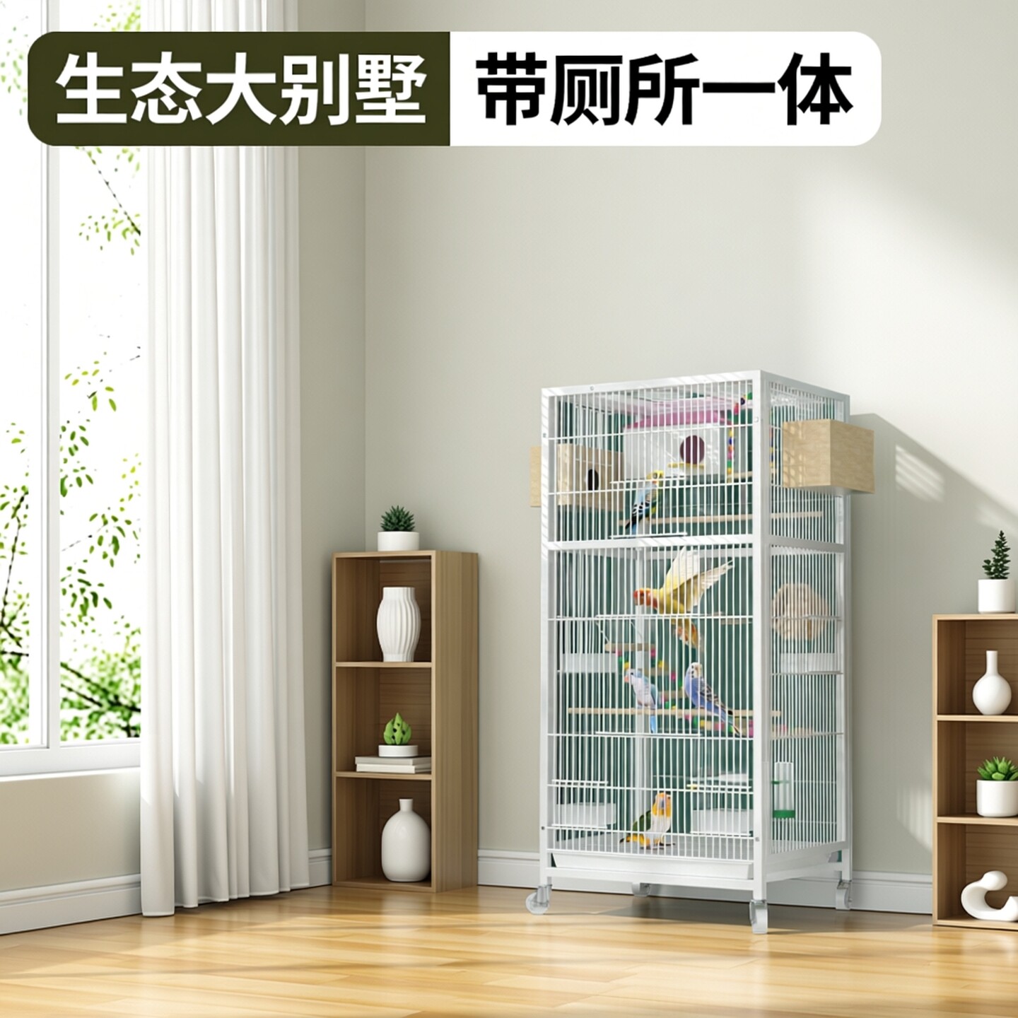 鸟笼别墅加粗防啄框架豪华设计虎皮鹦鹉鹦鹉适用带厕所一体繁殖箱