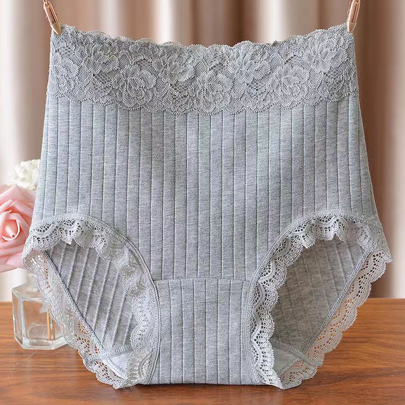 新疆长绒棉蕾丝高腰内裤纯棉7A抗菌裆收腹包臀全棉大码女士三角裤