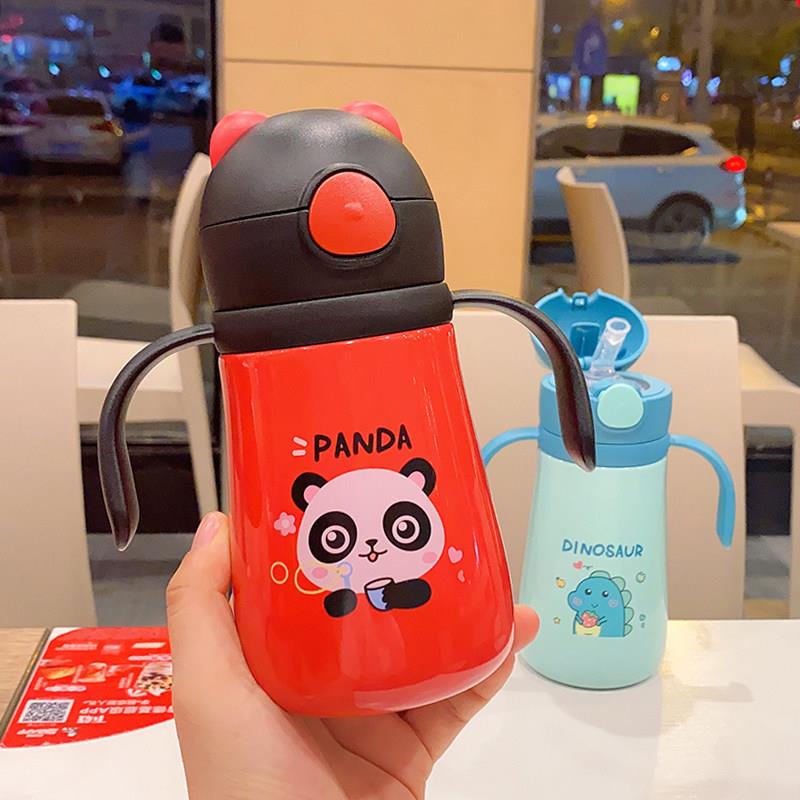 可爱宝宝两用水壶316不锈钢带刻度吸管保温杯儿童幼儿园防呛水杯