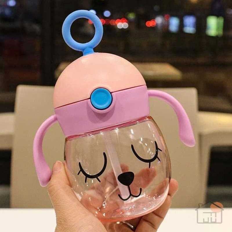 一周宝宝水杯创意可爱带手提可携式防摔耐热双手柄饮塑料吸管儿童