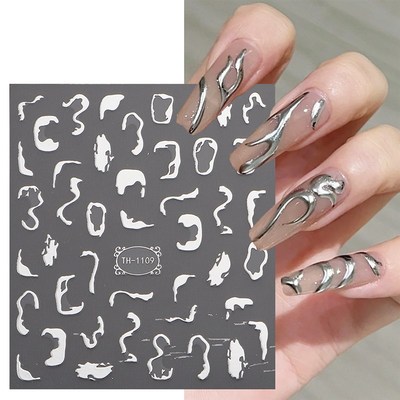Metal Line Nail Stickers 3D Sliver Gold Thorns Vine Curve St