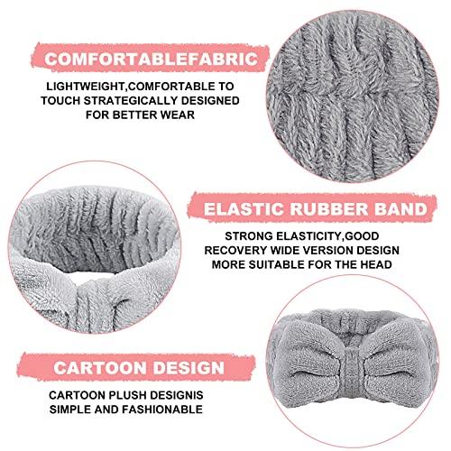 Spa Headband - 2 Pack Bow Hair Band Facial Makeup Headbands