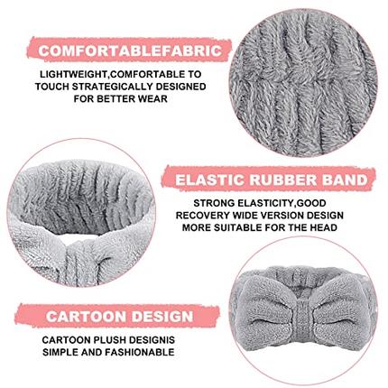 Spa Headband - 2 Pack Bow Hair Band Facial Makeup Headbands