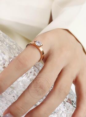 。Fashion Tanabata gift couple ring zircon ring simple titan