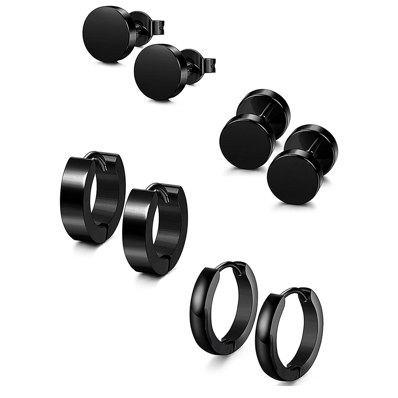 1 Set 4 Pair Different Types Shape Unisex Black Color