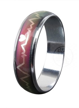 。Fashion warm mood color changing Ring Platinum quality ECG