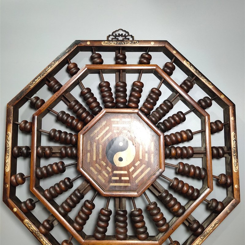 红木算盘摆件纯木珠老算盘八卦算盘老花梨木算盘算珠招财收藏品