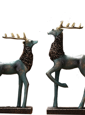 美式复古摆件招财鹿创意家居客厅电视柜书房软装饰品结婚乔迁礼物