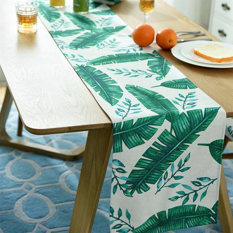 Nordic Monstera Table Runner Dining Table Mat Plant Leaf Non
