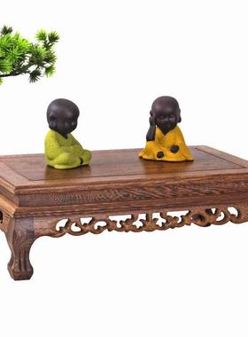 实木摆件木质底座 奇玉石头花盆景紫砂壶鸡翅木长方形底托木座