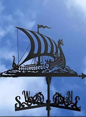 亚马逊新款帆船风向标金属剪影装饰手工艺品摆件金属花园庭院摆件