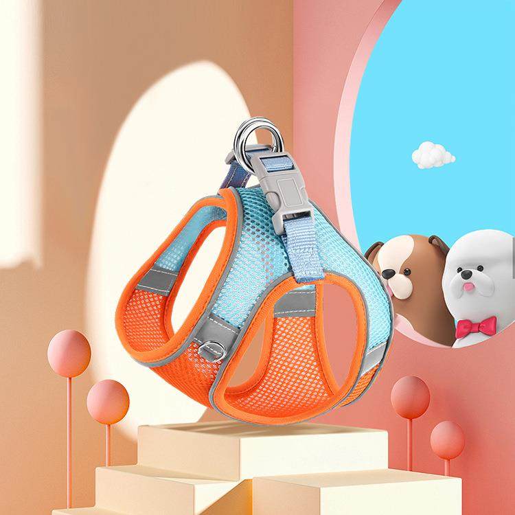 狗狗牵引绳猫咪背心式反光胸背泰迪中小型犬遛狗绳子跨境宠物用品