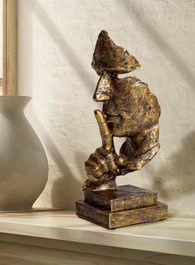 中号沉默是金电视酒柜装饰办公室摆件创意家居书桌工艺品雕塑艺术