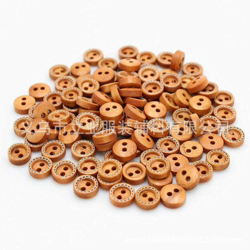 9mm现货爆款木质迷你2眼小木扣子DIY时尚服装 百搭缝纫装饰纽扣