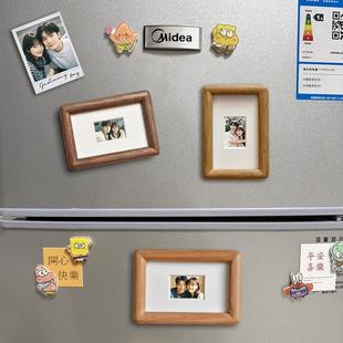 实木相框磁吸冰箱贴迷你3寸拍立得小卡相片摆台打印照片创意装饰