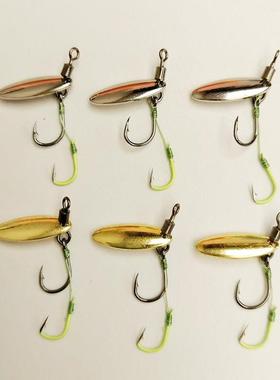 路亚天外飛仙旋转微物5*15mm双钩瓜子亮片加厚电镀高光叩甲虫6副