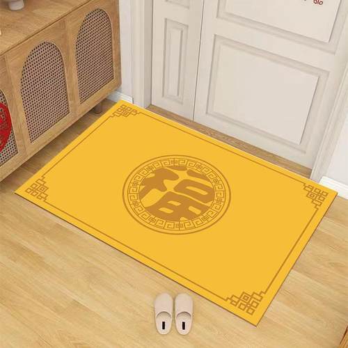 黄色水晶绒出入平安入户门脚垫地垫酒店迎宾门口地板耐脏地毯垫子