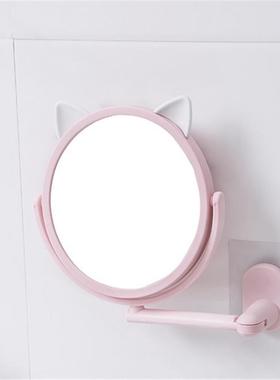 梳妆镜吸壁猫耳化妆镜卡通兔子礼品镜子免打孔单面圆形浴室镜子