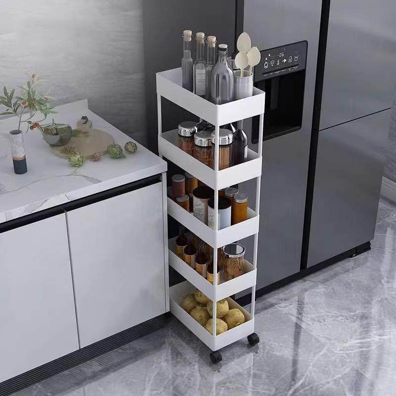 厨房夹缝小推车落地置物架菜篮子冰箱侧收纳超窄缝隙卫生间架子