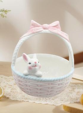 现代陶瓷复活节兔篮子 兔子杯兔罐子 日用家居摆设兔盘萝卜兔碗