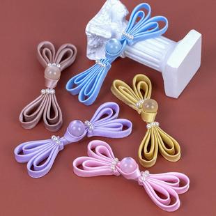 恒美合手工盘扣国风玉石蝴蝶扣旗袍珍珠纽扣复古汉服上衣扣子辅料