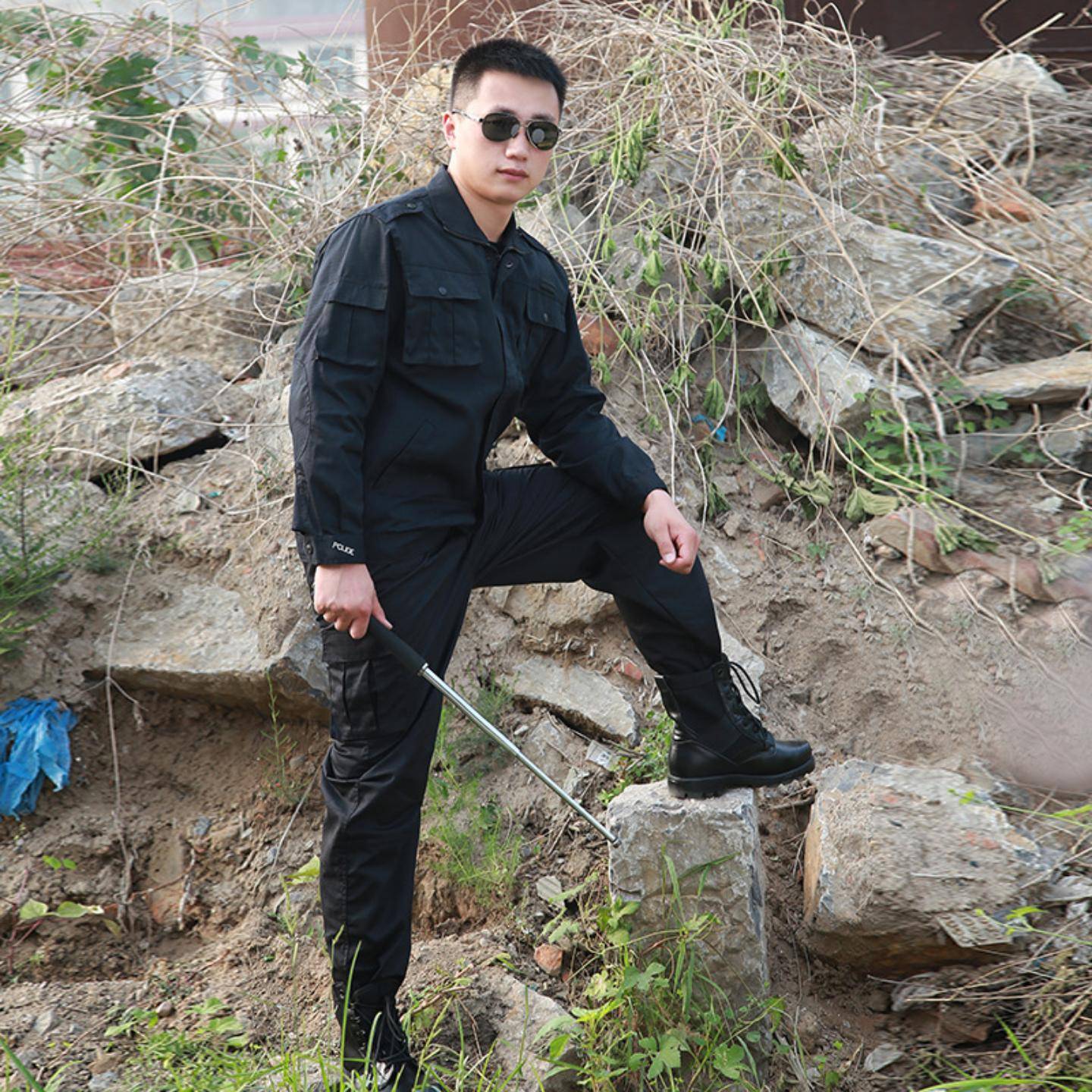 男士黑色作训服长袖作训套装
