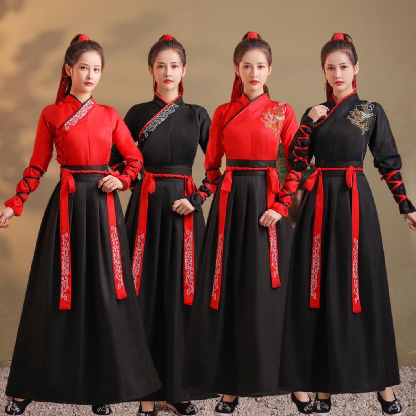 古装汉服男女同款情侣套装中国风侠客汉元素学生运动会毕业照班服