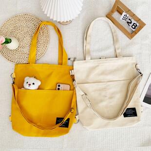 ins多用女式韩版单肩帆布包时尚文艺大学生背包上课补习帆布袋