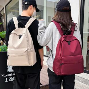 跨境新款双肩包学生韩版初中高中生双肩背包日系纯色大容量双肩包